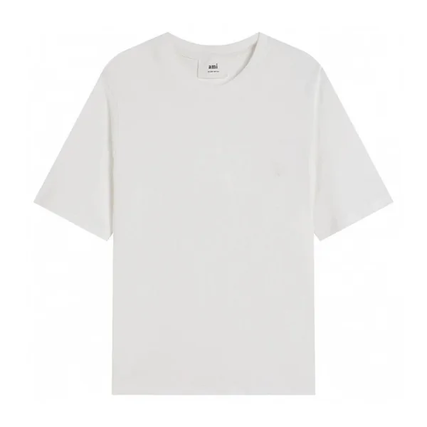 A plain white crew-neck T-shirt laid flat
